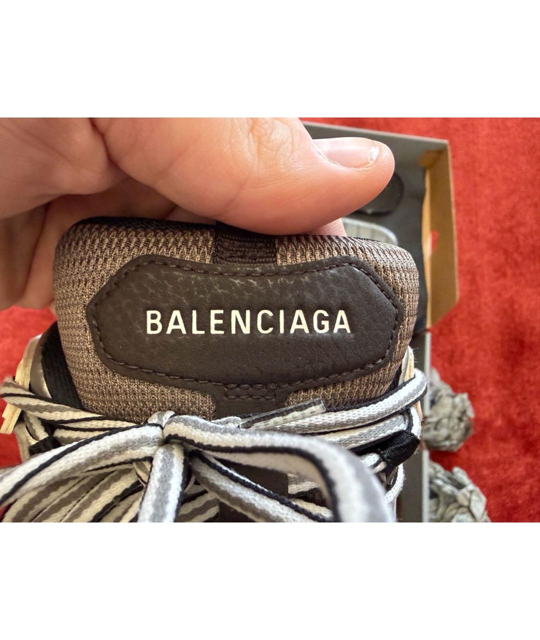 BALENCIAGA Серые низкие кроссовки / кеды из искусственной кожи, фото 6