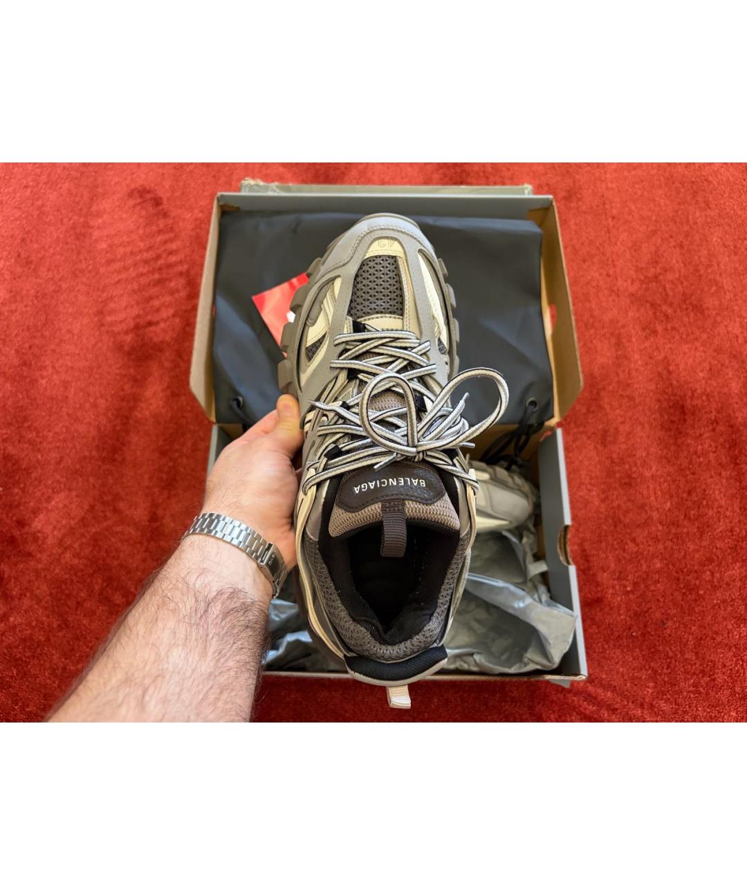 BALENCIAGA Серые низкие кроссовки / кеды из искусственной кожи, фото 3