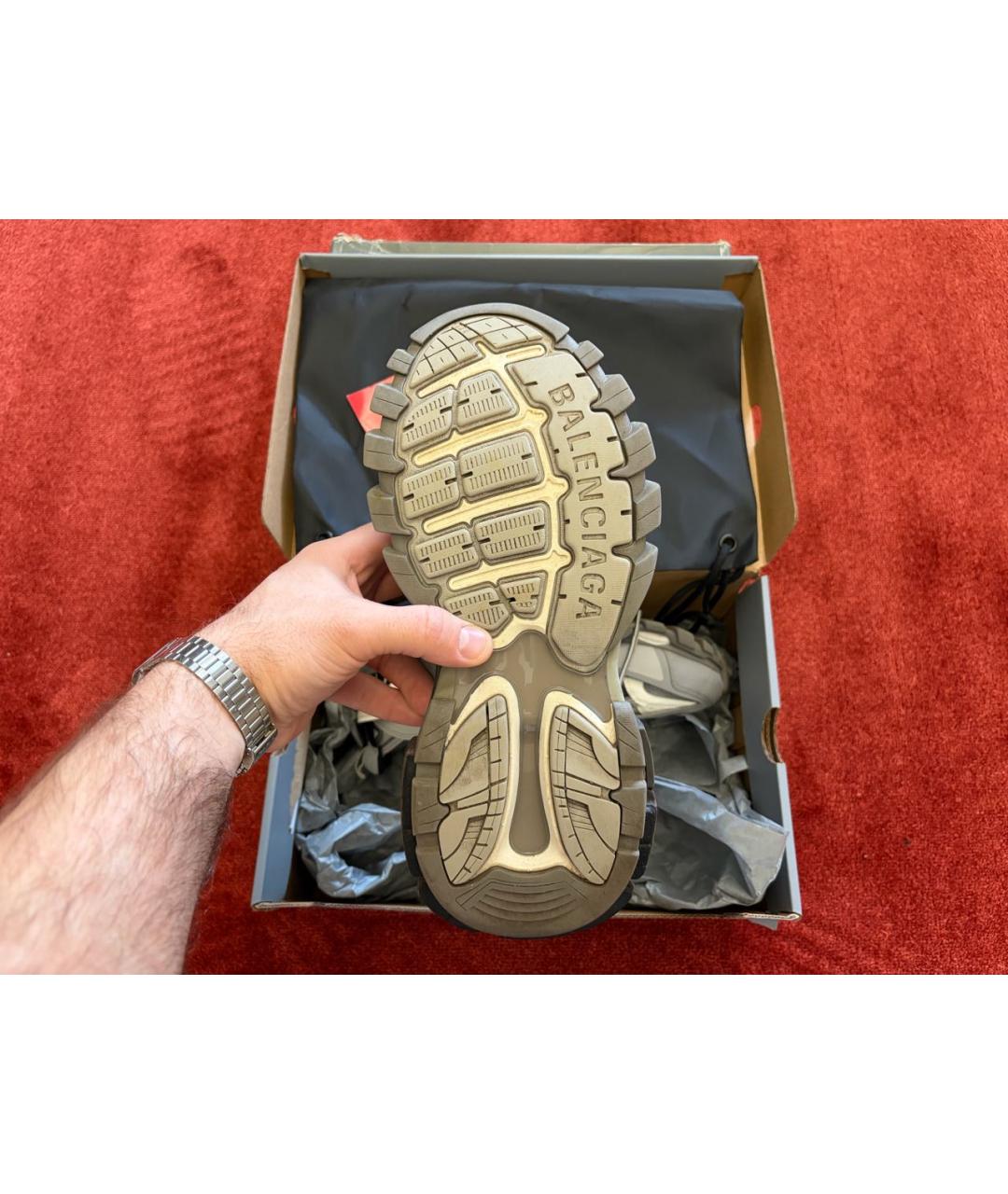 BALENCIAGA Серые низкие кроссовки / кеды из искусственной кожи, фото 5