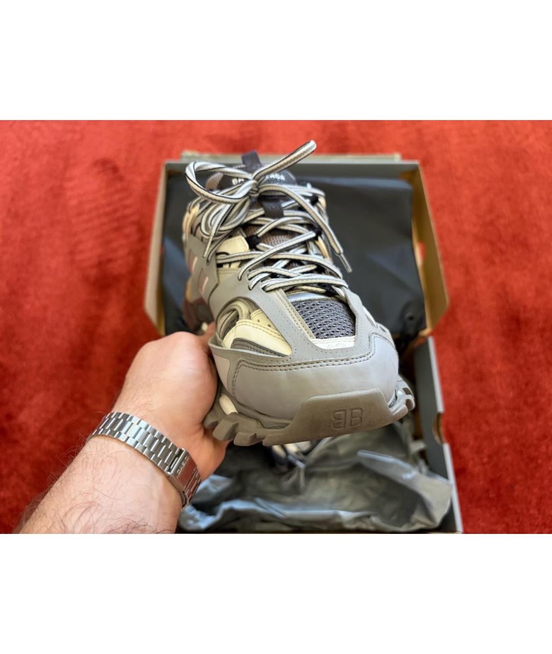 BALENCIAGA Серые низкие кроссовки / кеды из искусственной кожи, фото 2