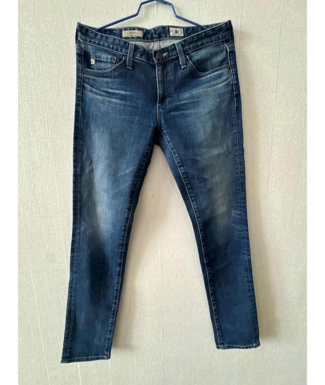 AG JEANS Синие хлопковые джинсы слим, фото 5