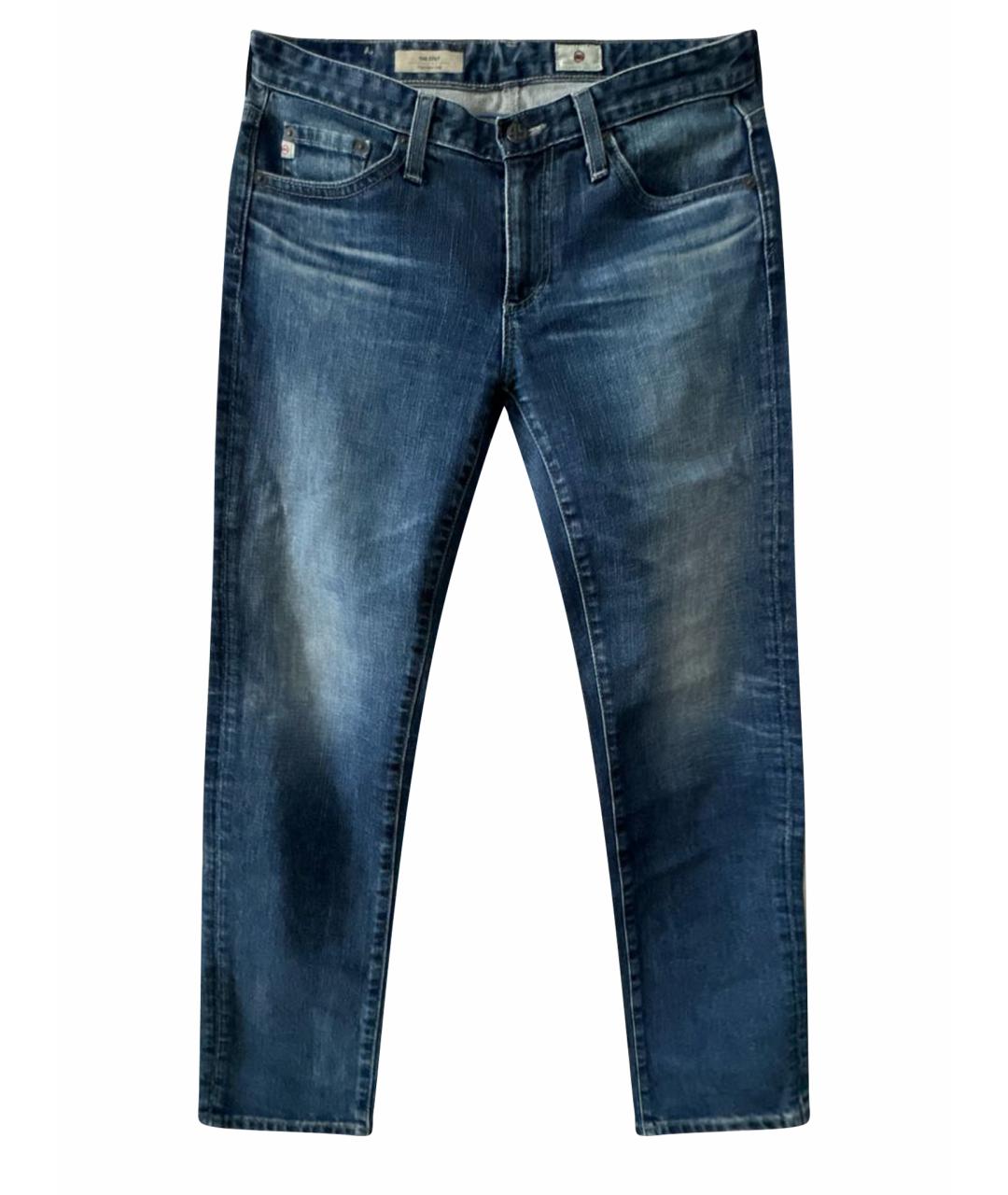 AG JEANS Синие хлопковые джинсы слим, фото 1