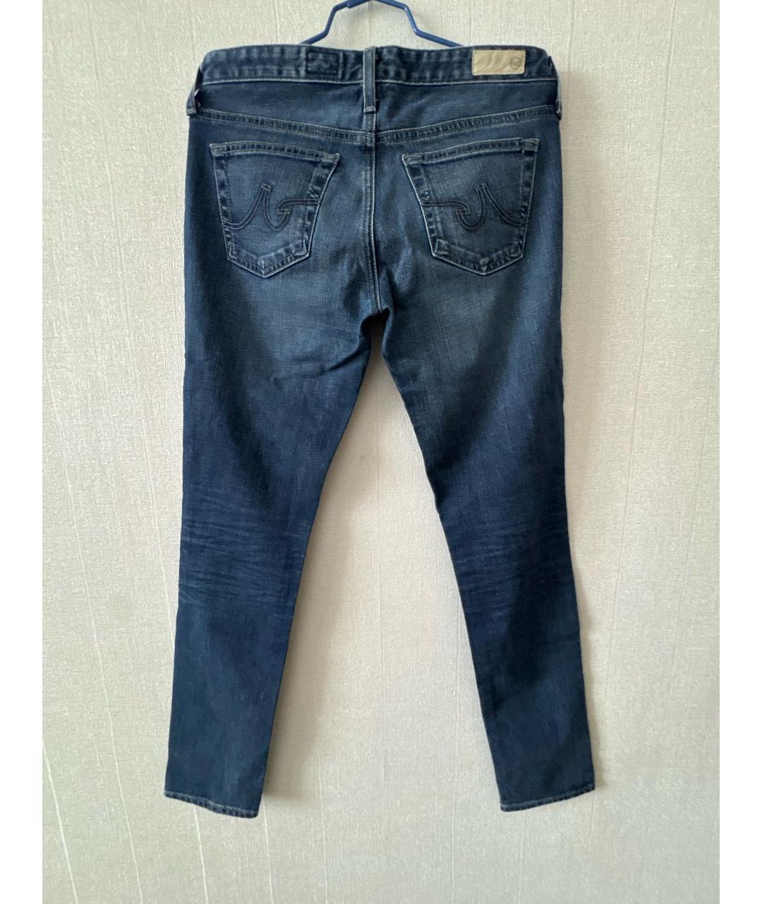 AG JEANS Синие хлопковые джинсы слим, фото 2