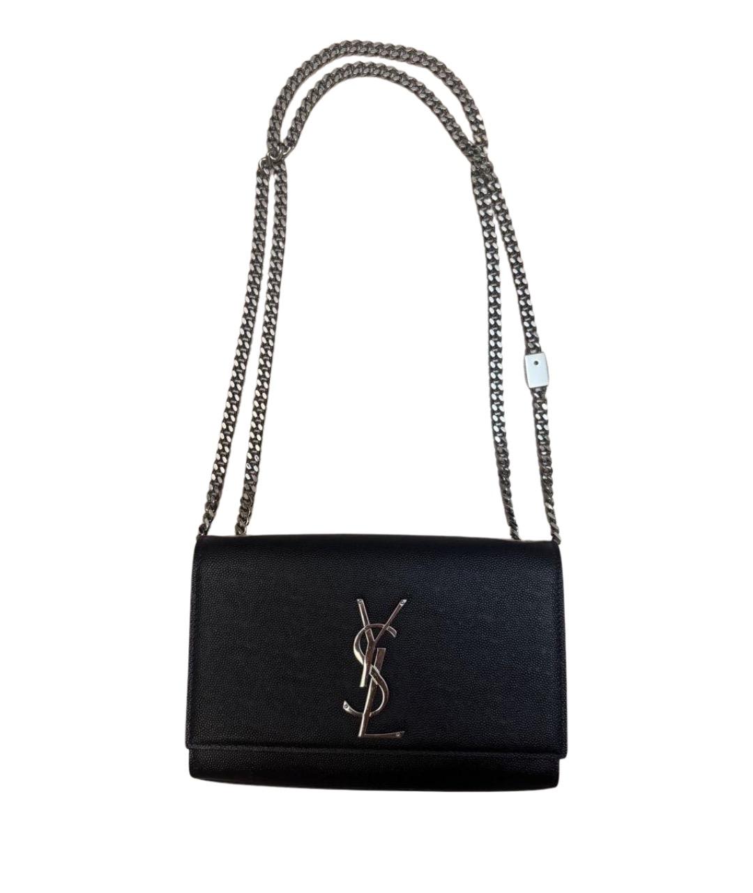 SAINT LAURENT Черная кожаная сумка через плечо, фото 1