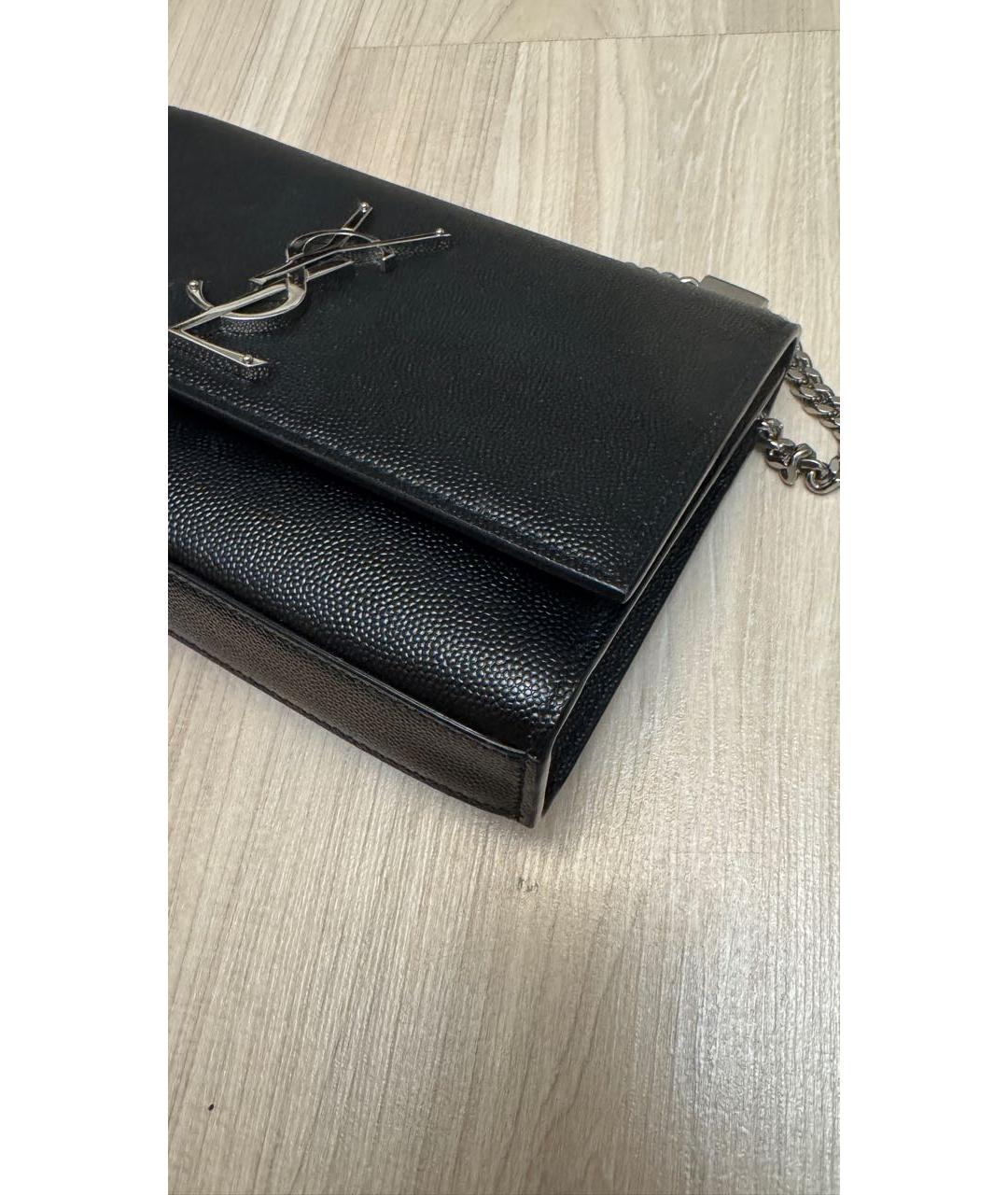 SAINT LAURENT Черная кожаная сумка через плечо, фото 4