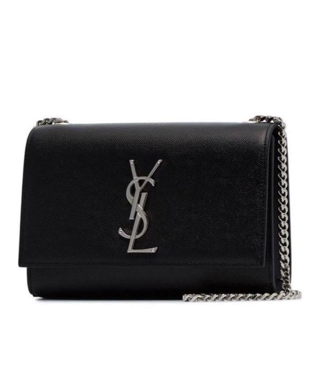 SAINT LAURENT Черная кожаная сумка через плечо, фото 2