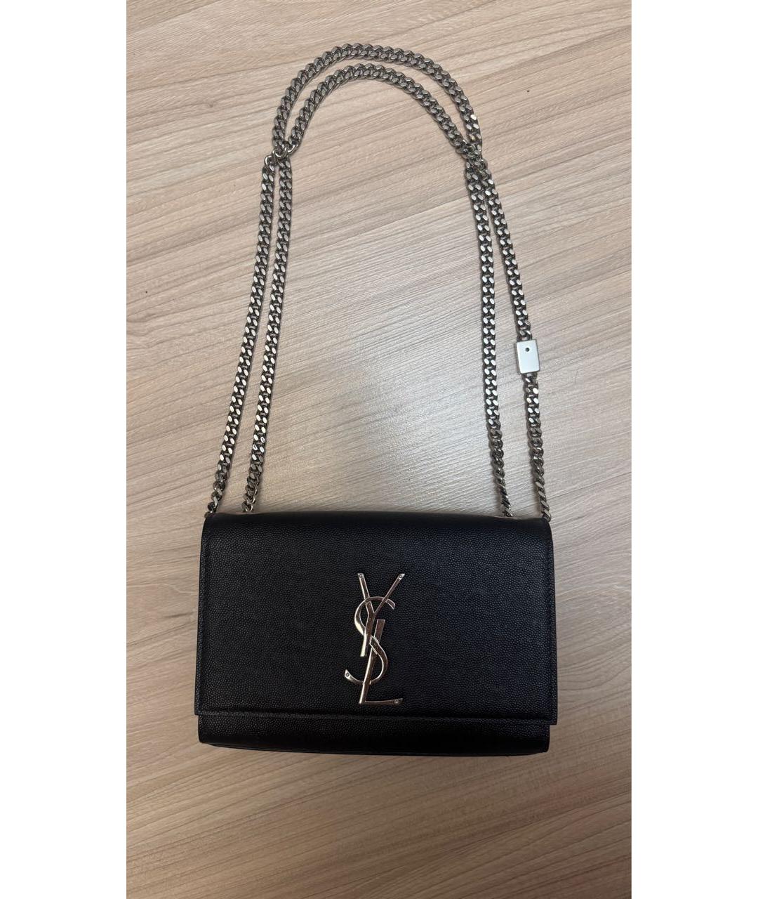 SAINT LAURENT Черная кожаная сумка через плечо, фото 9