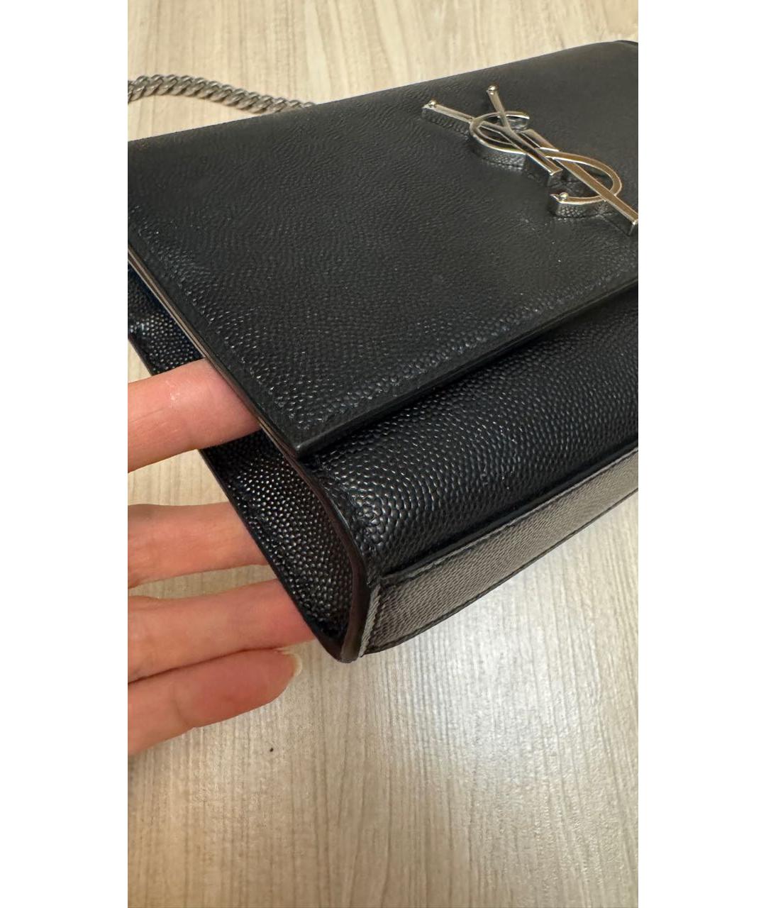 SAINT LAURENT Черная кожаная сумка через плечо, фото 5