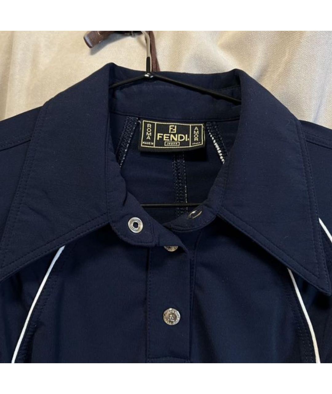 FENDI Темно-синяя полиамидовая футболка, фото 3