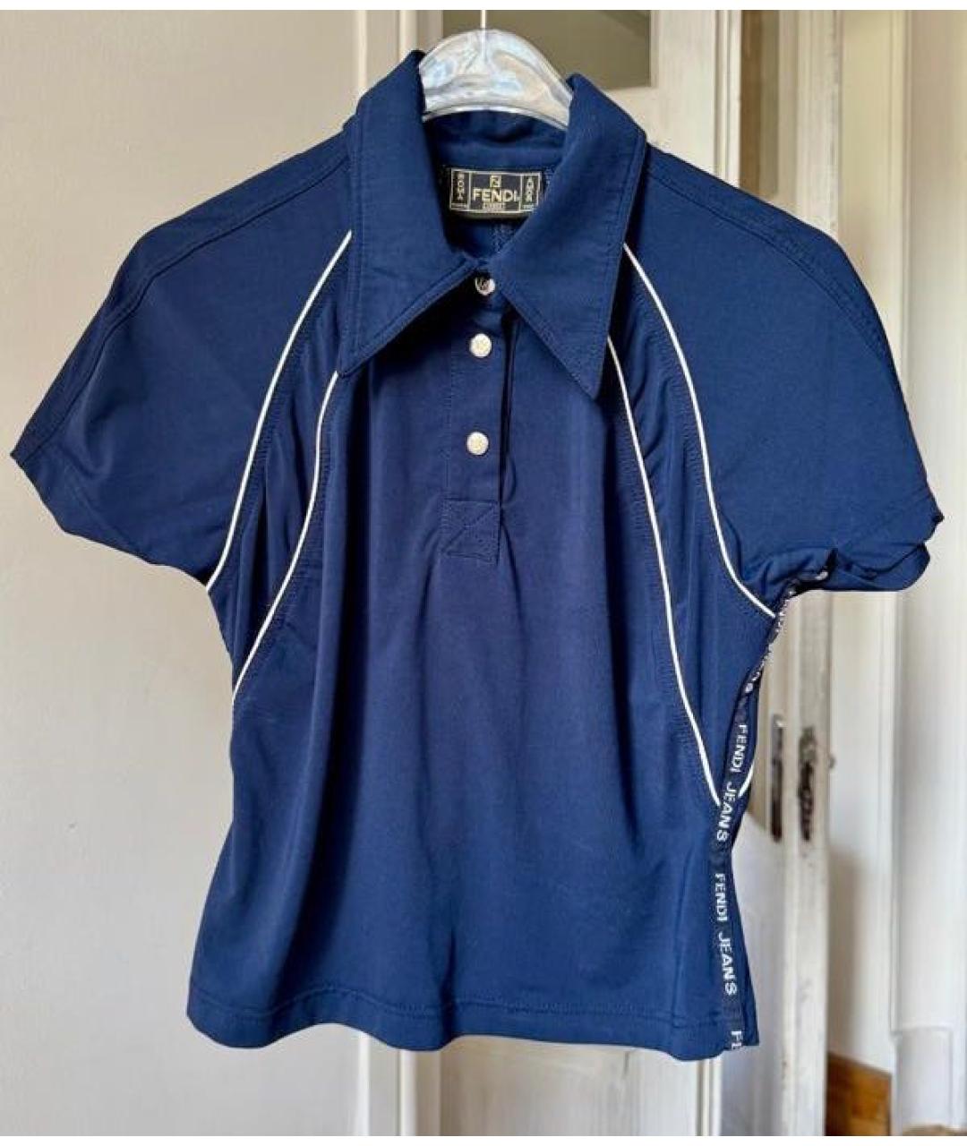 FENDI Темно-синяя полиамидовая футболка, фото 7
