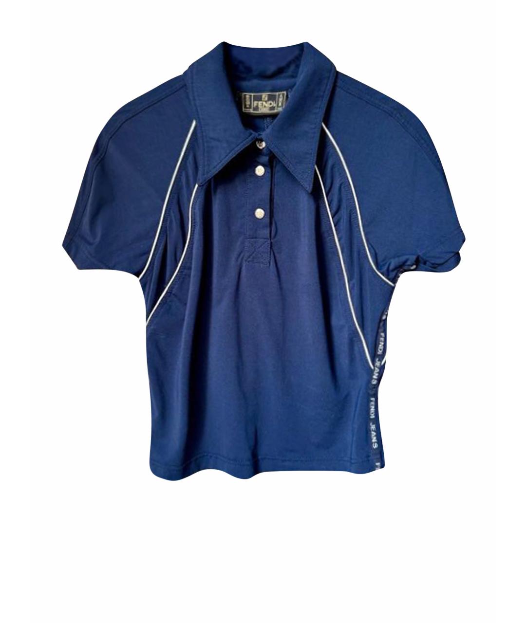 FENDI Темно-синяя полиамидовая футболка, фото 1