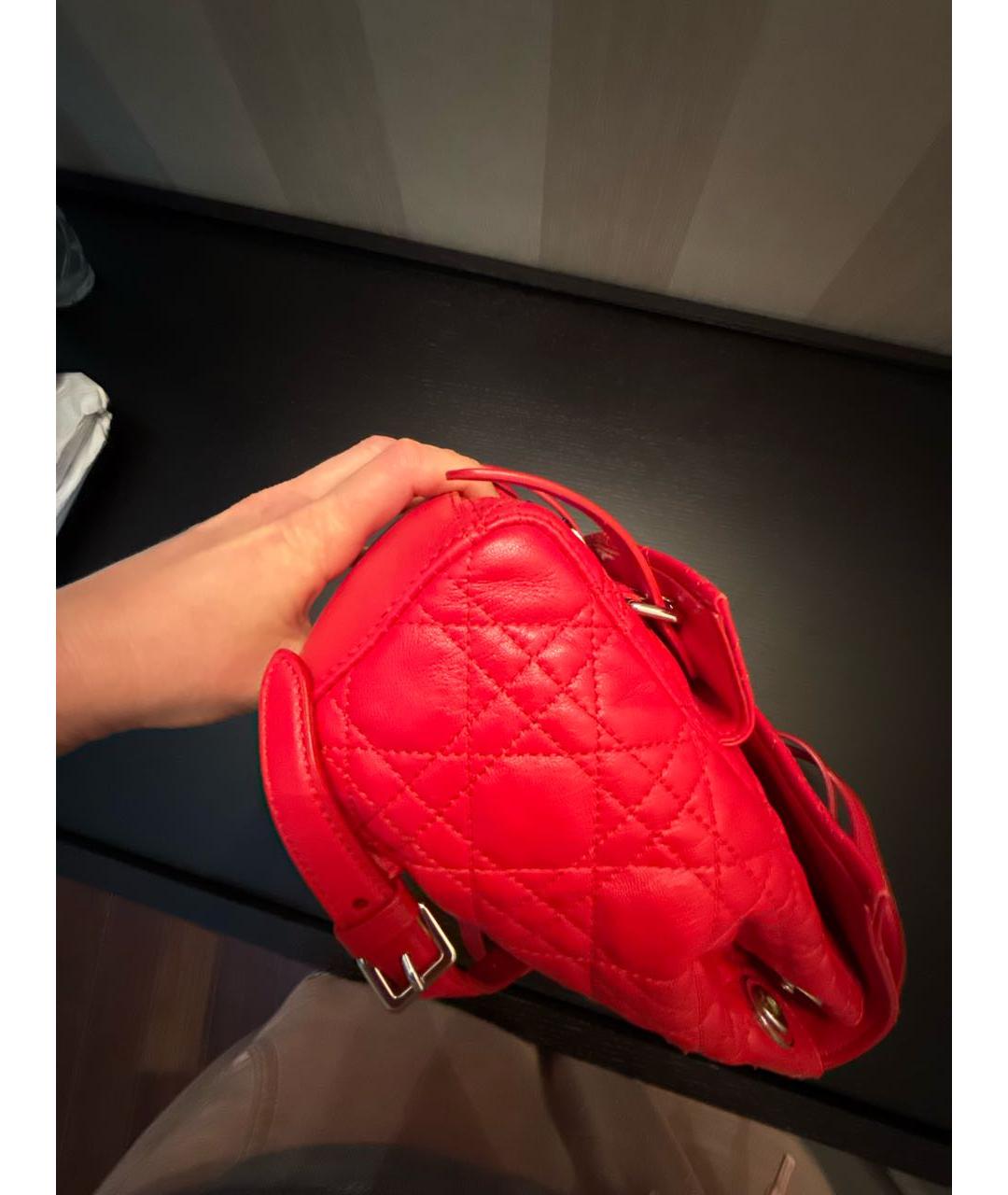 CHRISTIAN DIOR Красный кожаный рюкзак, фото 6