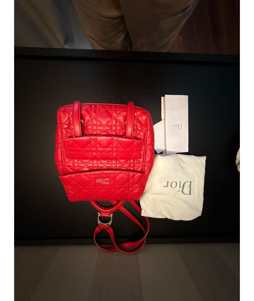 CHRISTIAN DIOR Красный кожаный рюкзак, фото 7