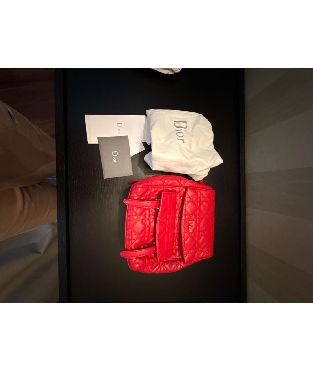 CHRISTIAN DIOR Красный кожаный рюкзак, фото 8
