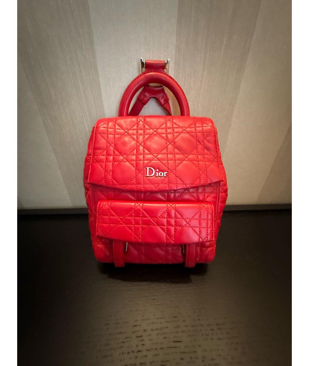 CHRISTIAN DIOR Красный кожаный рюкзак, фото 9