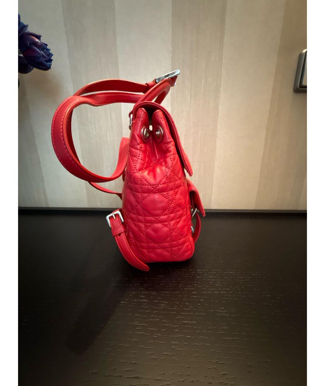 CHRISTIAN DIOR Красный кожаный рюкзак, фото 2