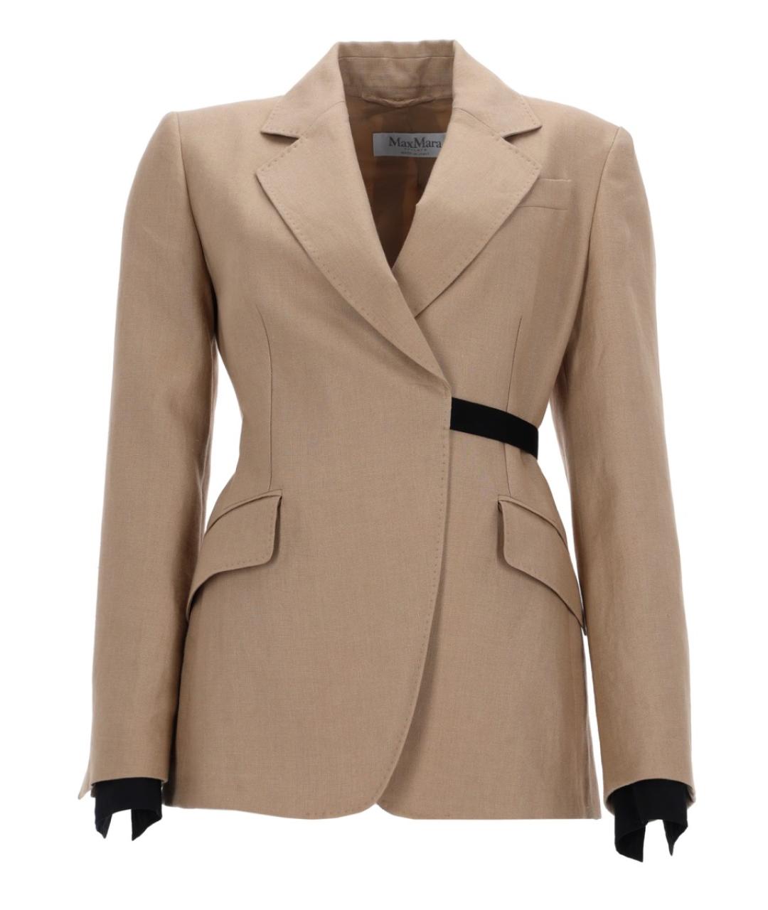 MAX MARA Бежевый льняной жакет/пиджак, фото 1