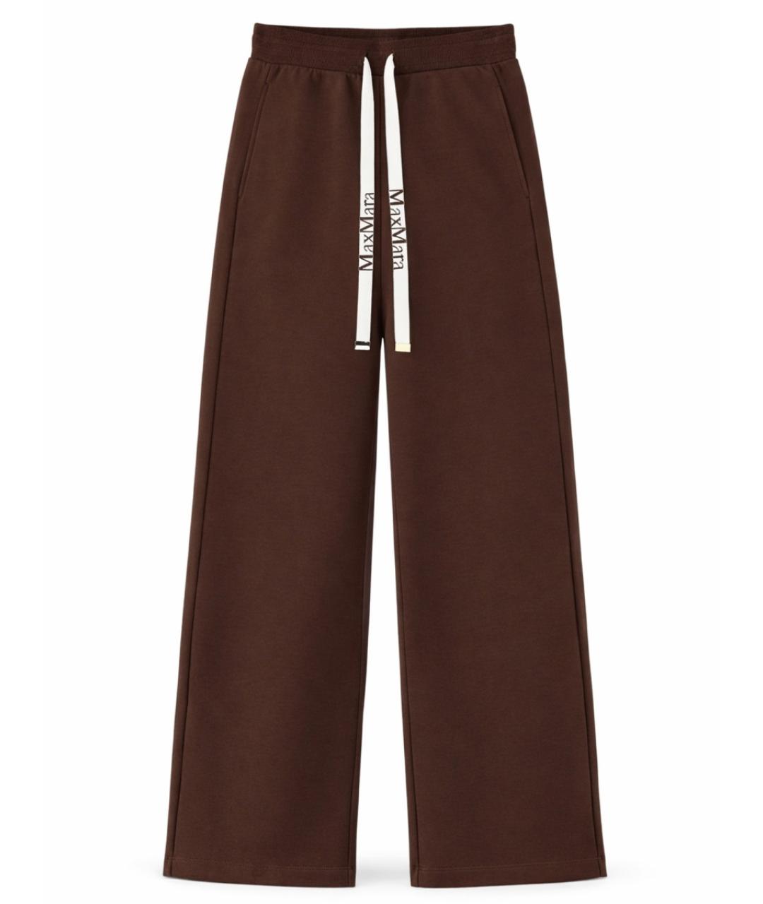 'S MAX MARA Коричневые хлопковые прямые брюки, фото 1