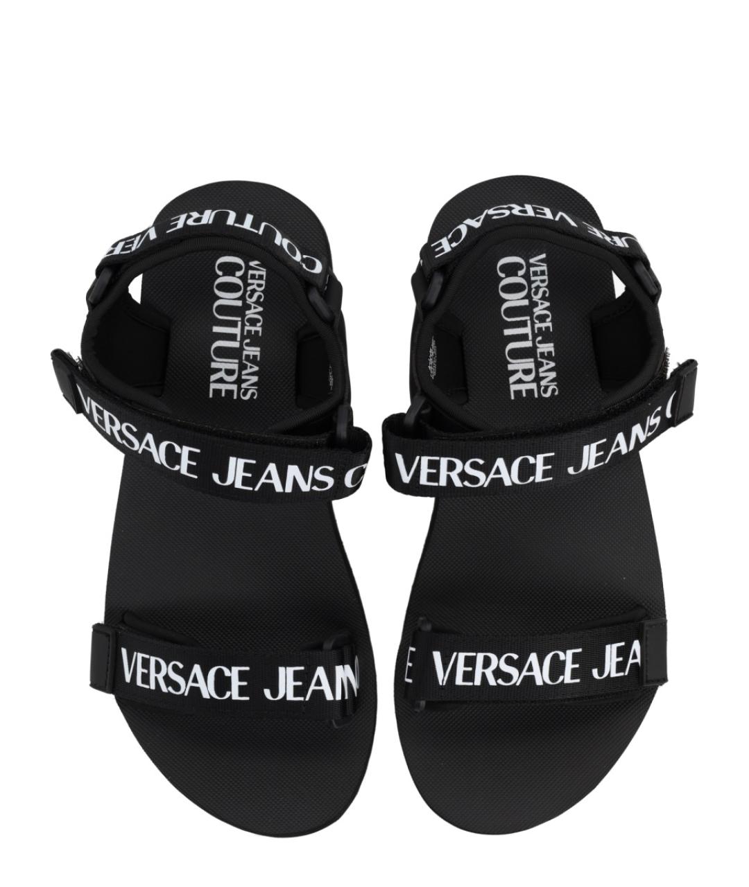 VERSACE JEANS COUTURE Черные текстильные босоножки, фото 6