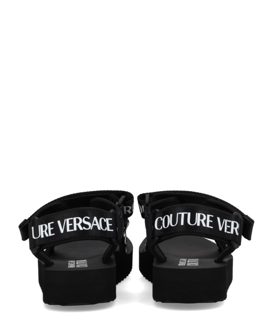VERSACE JEANS COUTURE Черные текстильные босоножки, фото 4