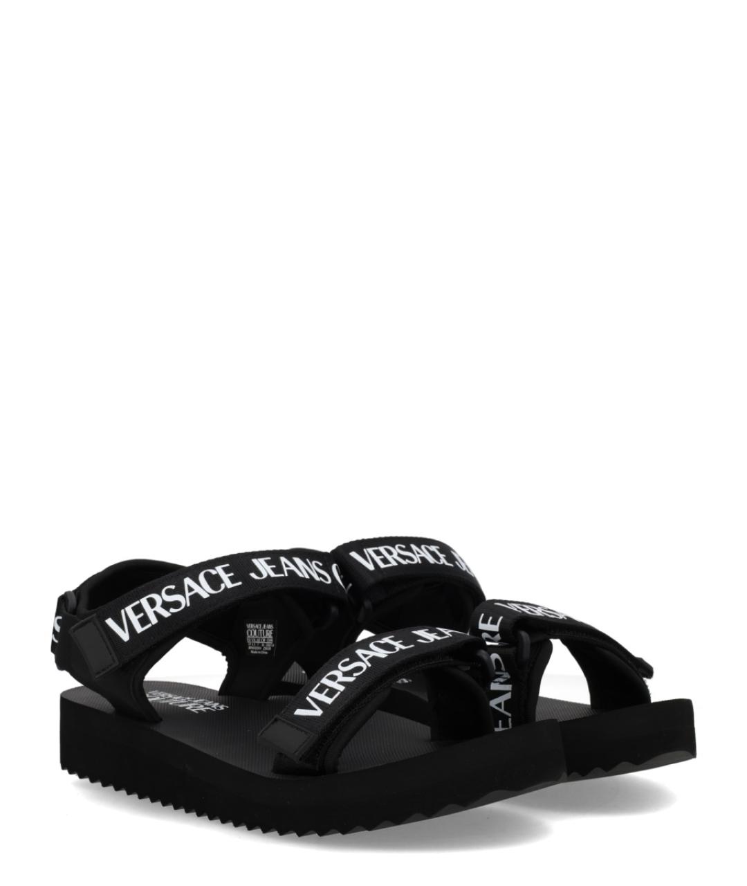 VERSACE JEANS COUTURE Черные текстильные босоножки, фото 2