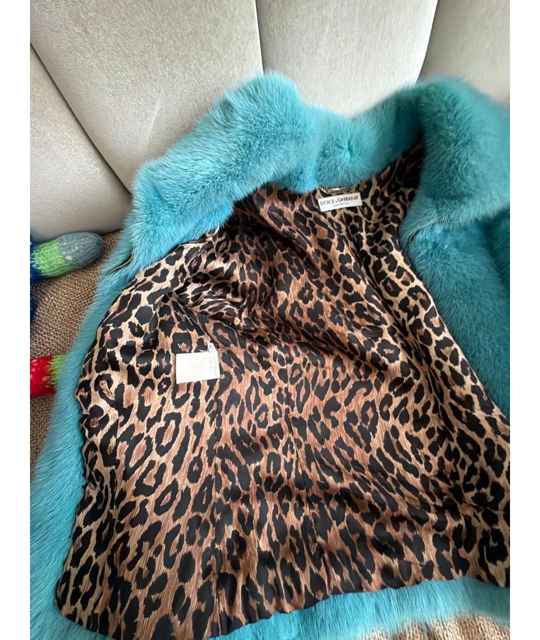 DOLCE&GABBANA Голубая меховая шуба, фото 4
