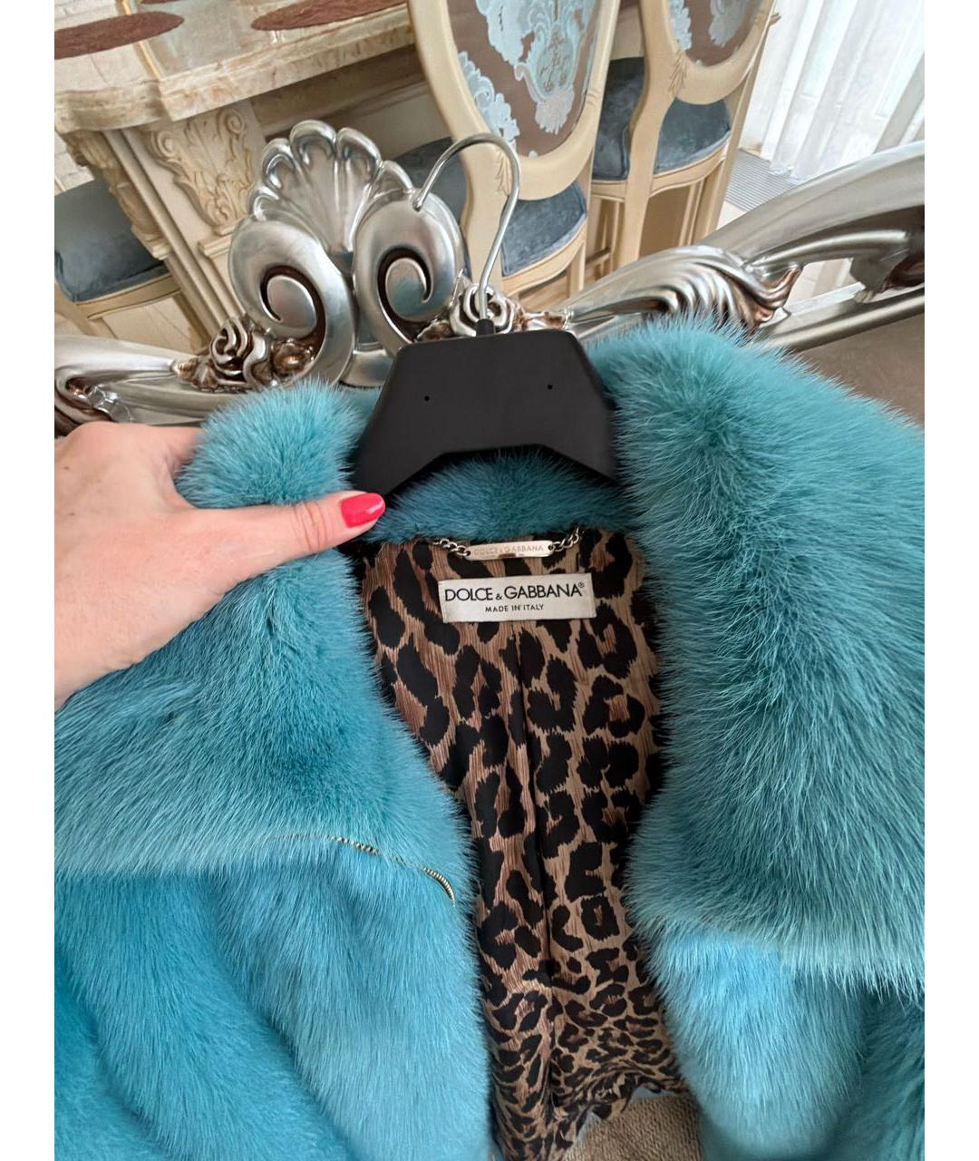 DOLCE&GABBANA Голубая меховая шуба, фото 3