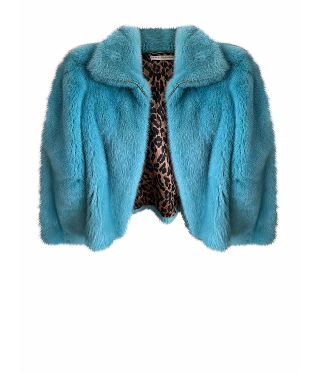 DOLCE&GABBANA Голубая меховая шуба, фото 1