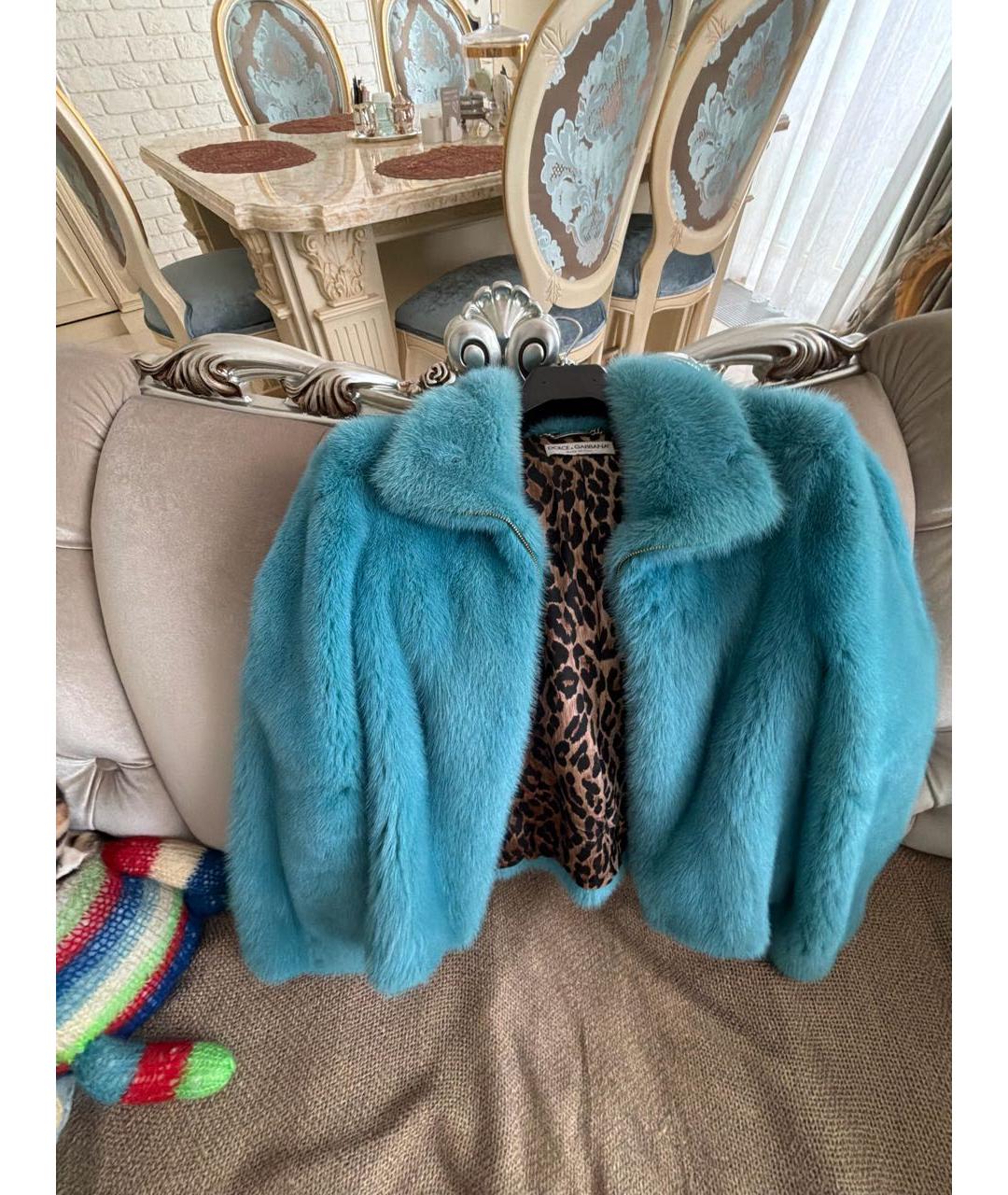 DOLCE&GABBANA Голубая меховая шуба, фото 6