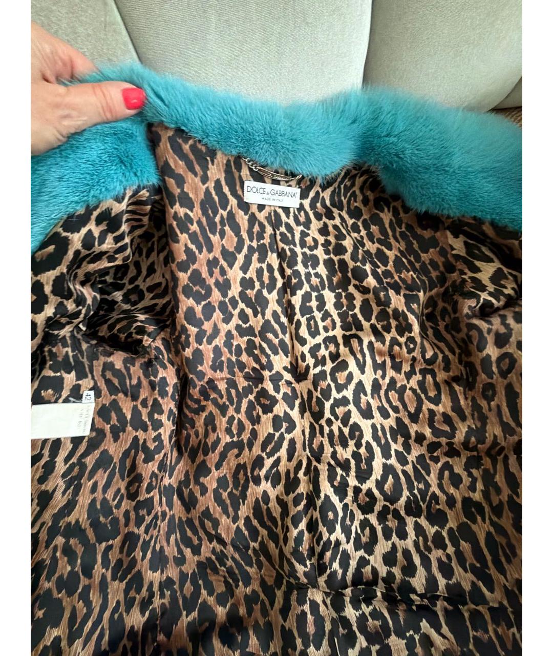DOLCE&GABBANA Голубая меховая шуба, фото 5