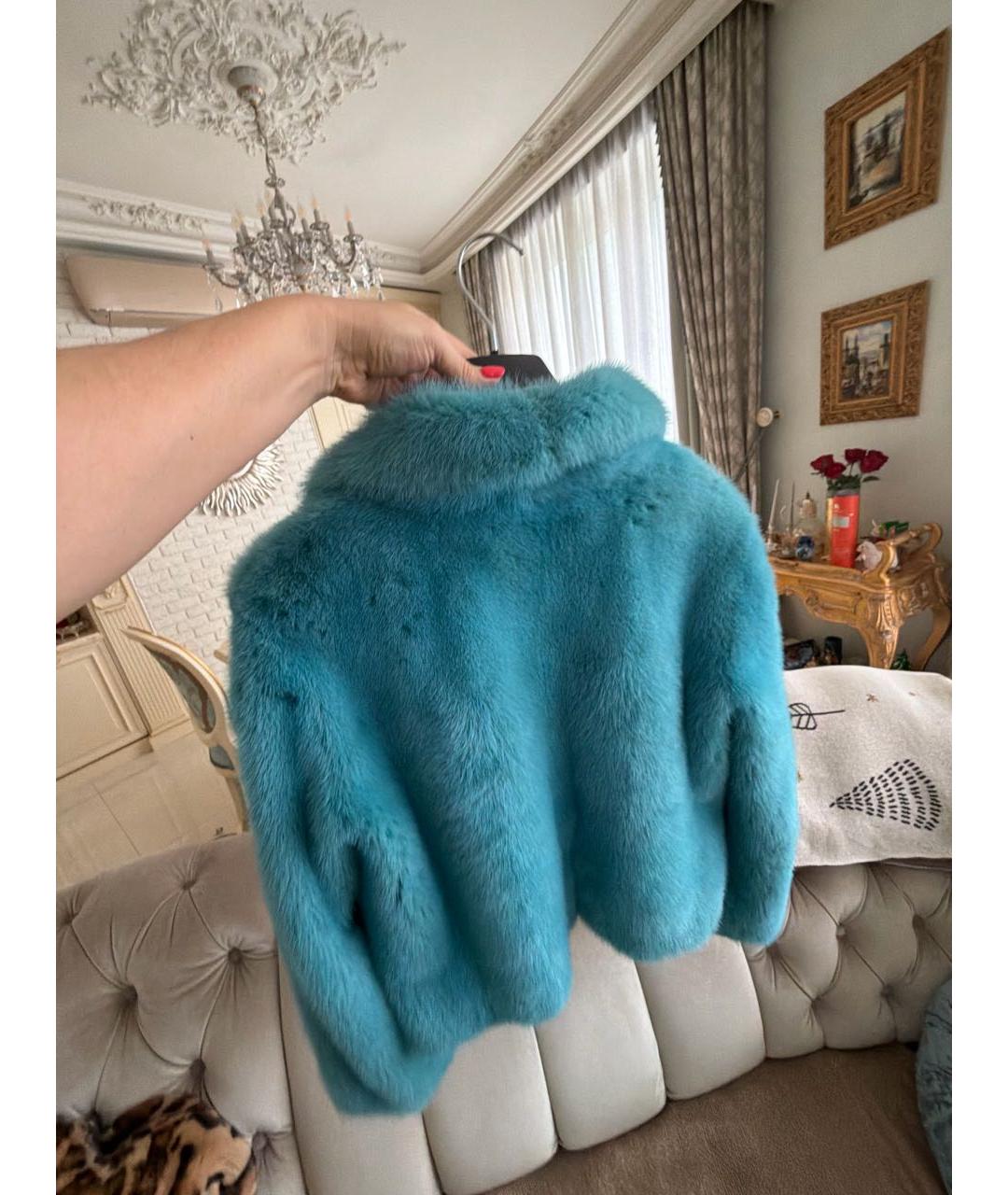 DOLCE&GABBANA Голубая меховая шуба, фото 2