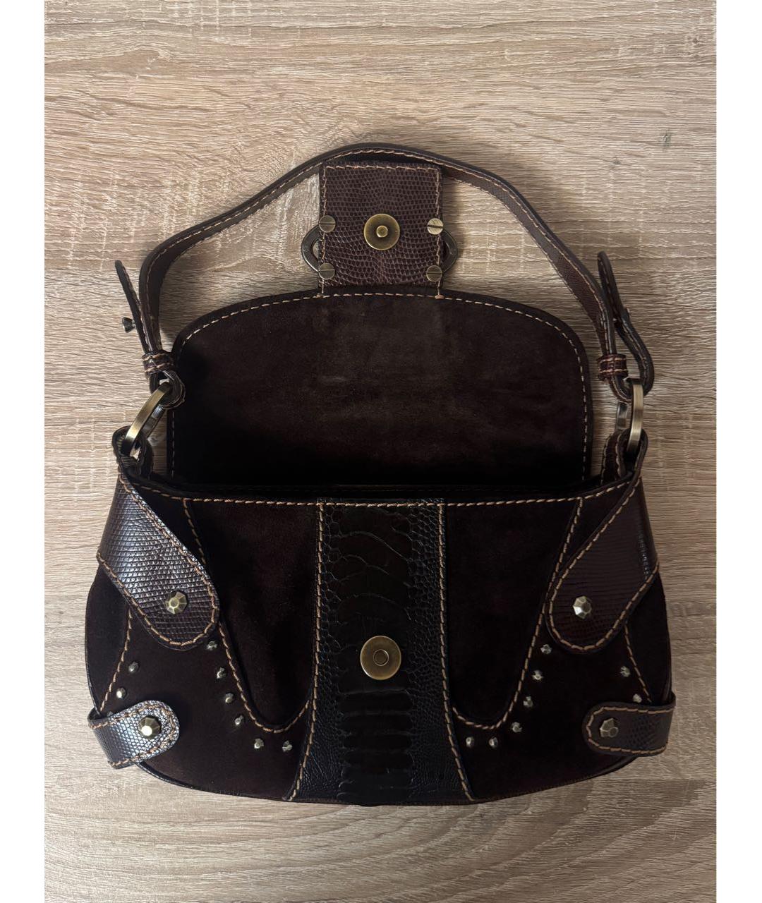 VALENTINO Коричневая кожаная сумка с короткими ручками, фото 8