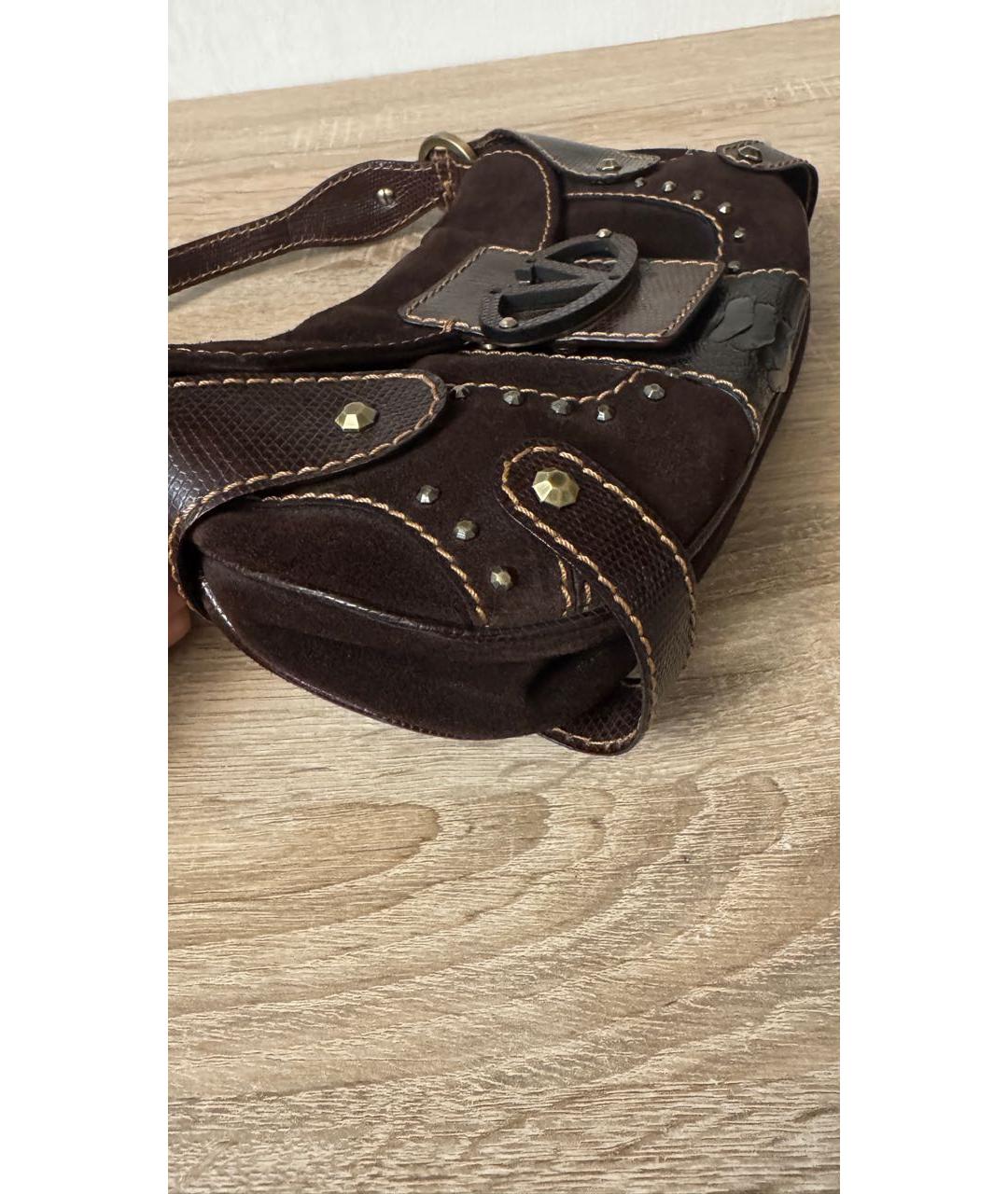 VALENTINO Коричневая кожаная сумка с короткими ручками, фото 3