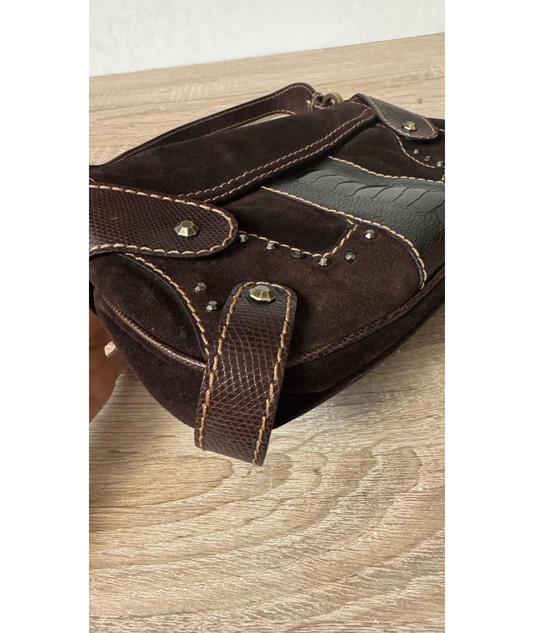 VALENTINO Коричневая кожаная сумка с короткими ручками, фото 6