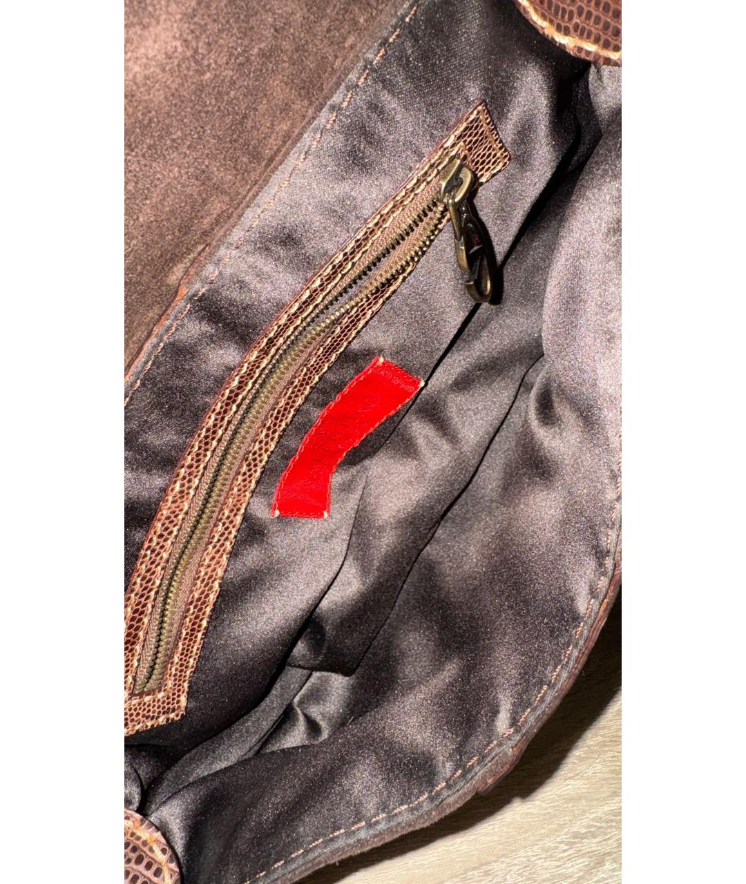 VALENTINO Коричневая кожаная сумка с короткими ручками, фото 7