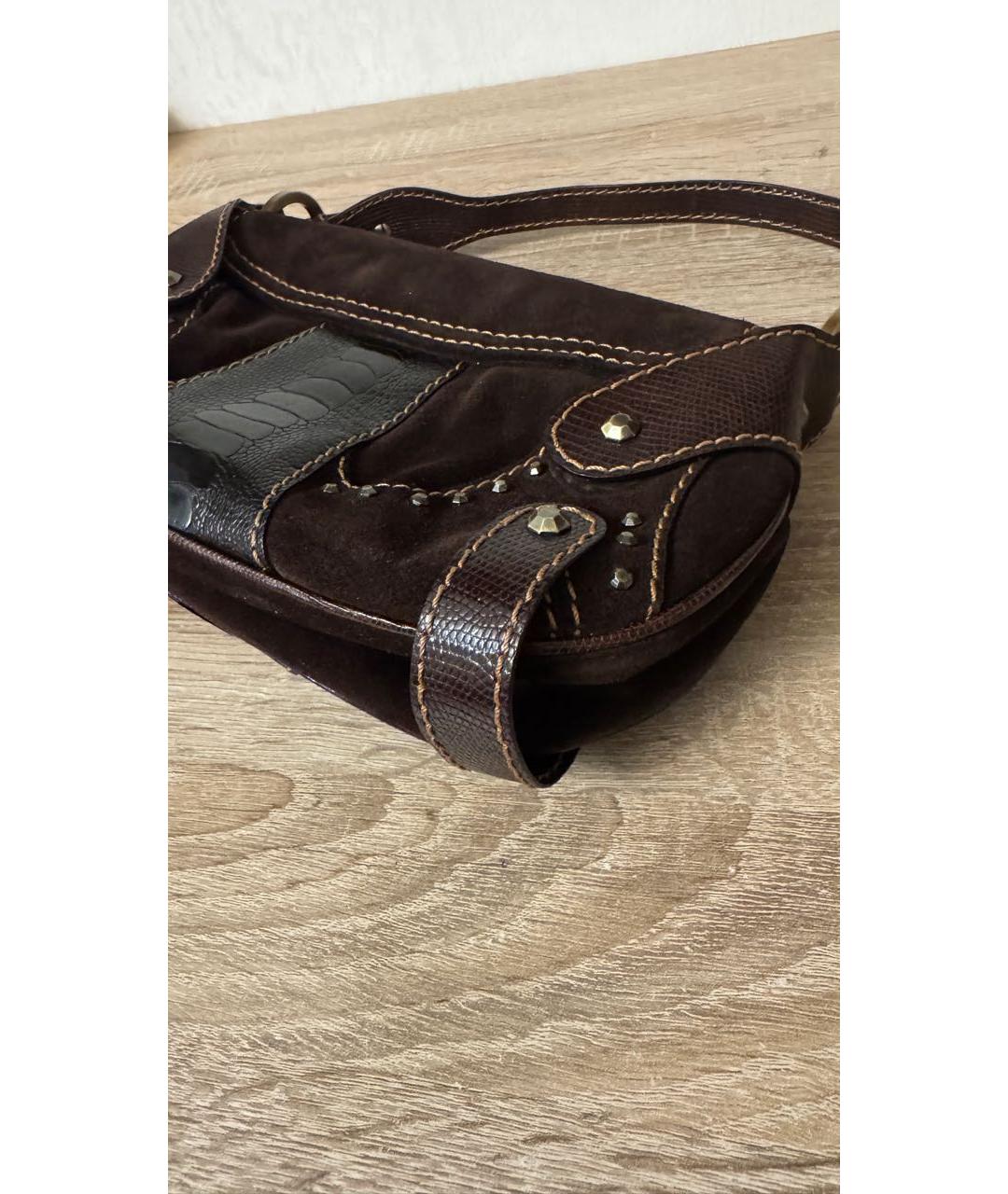VALENTINO Коричневая кожаная сумка с короткими ручками, фото 5