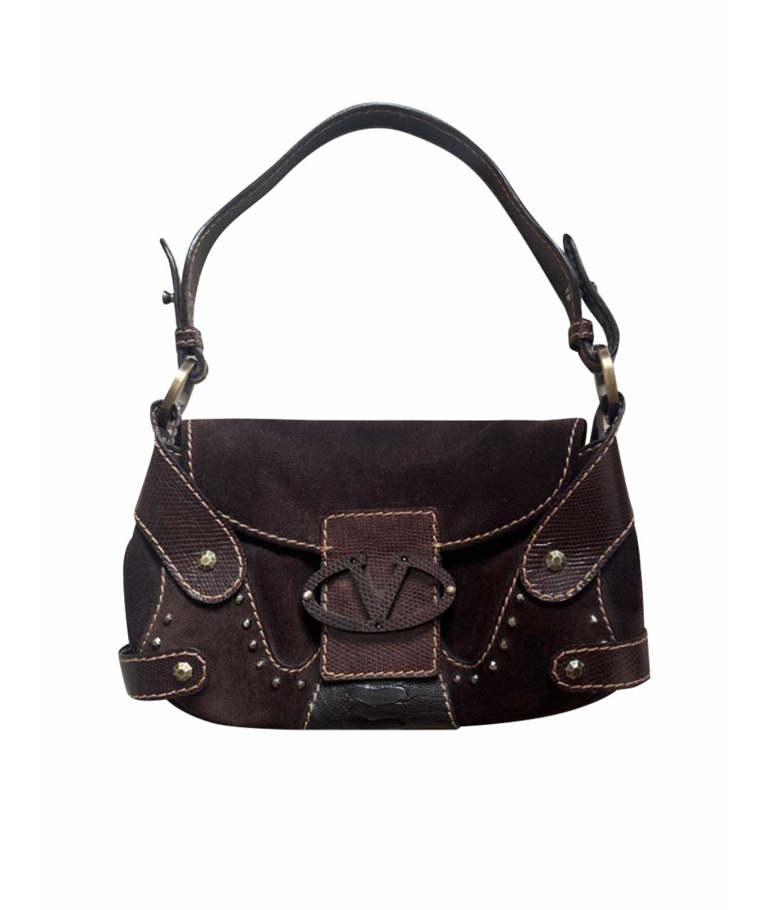 VALENTINO Коричневая кожаная сумка с короткими ручками, фото 1