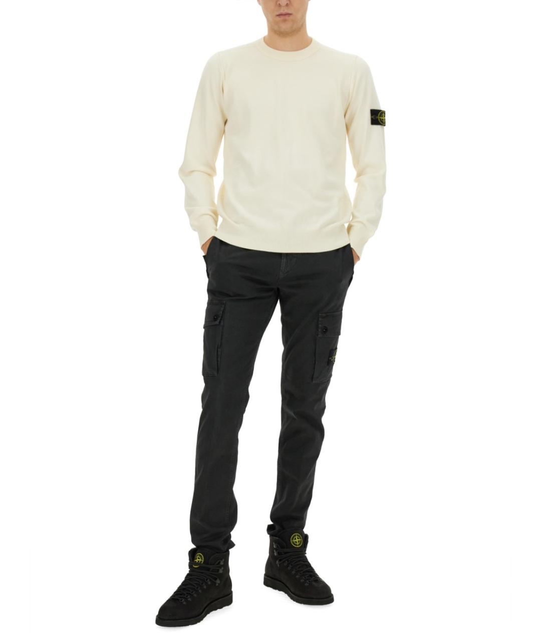 STONE ISLAND Белый хлопковый джемпер / свитер, фото 2