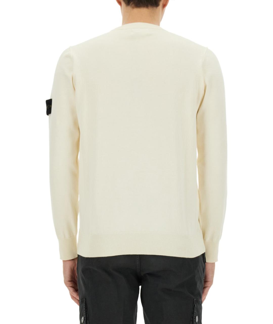 STONE ISLAND Белый хлопковый джемпер / свитер, фото 3