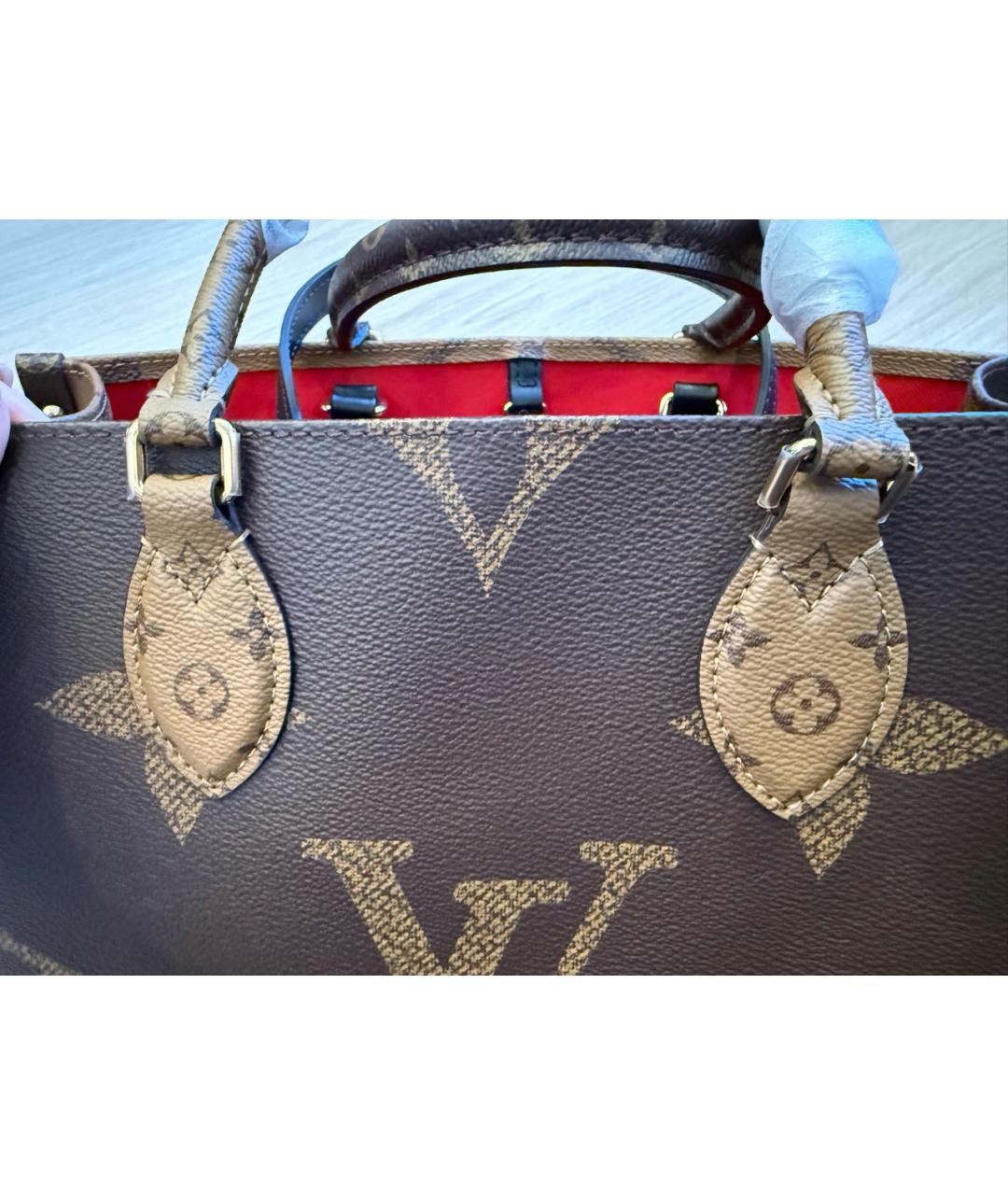 LOUIS VUITTON Коричневая кожаная сумка тоут, фото 6