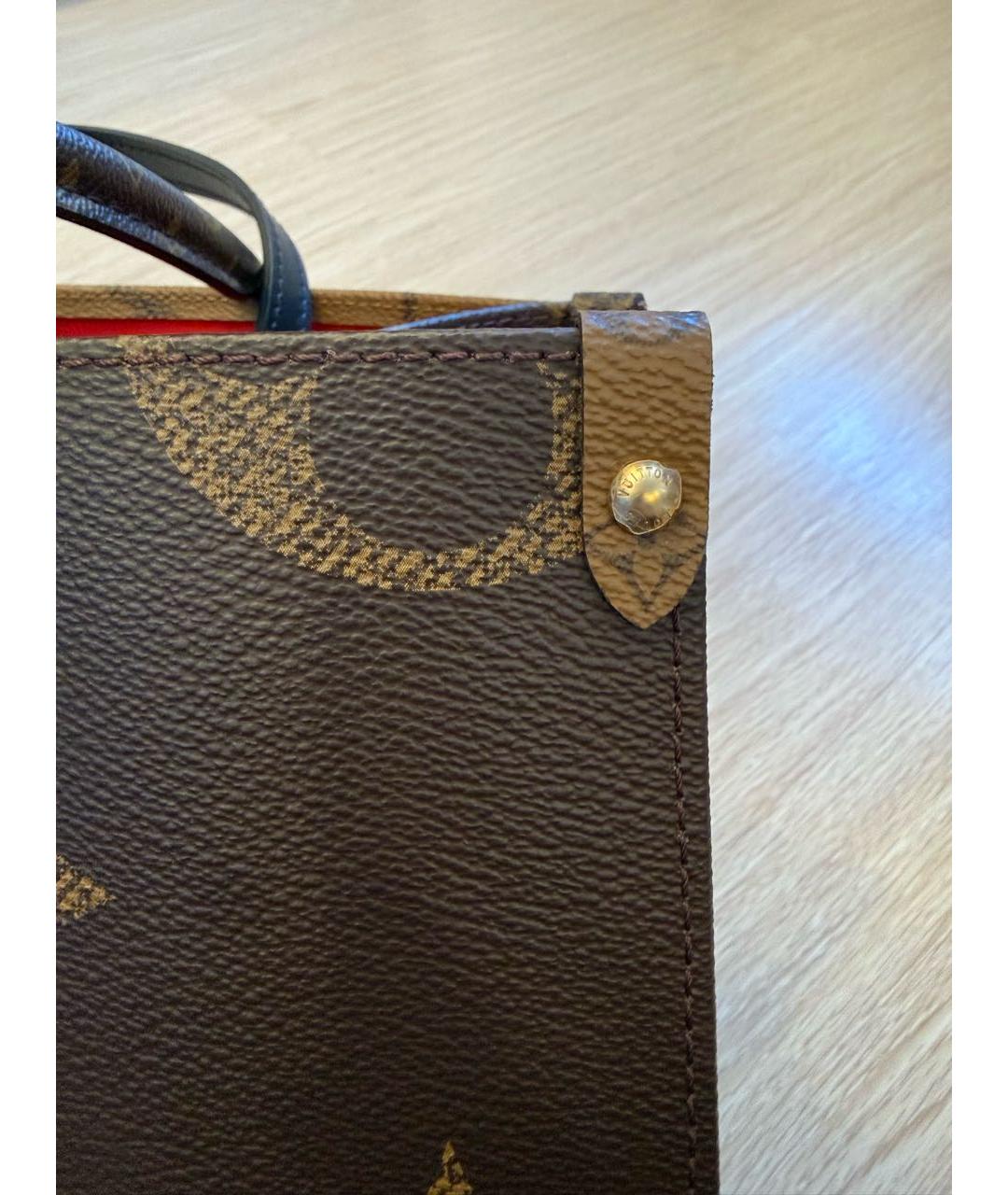 LOUIS VUITTON Коричневая кожаная сумка тоут, фото 5