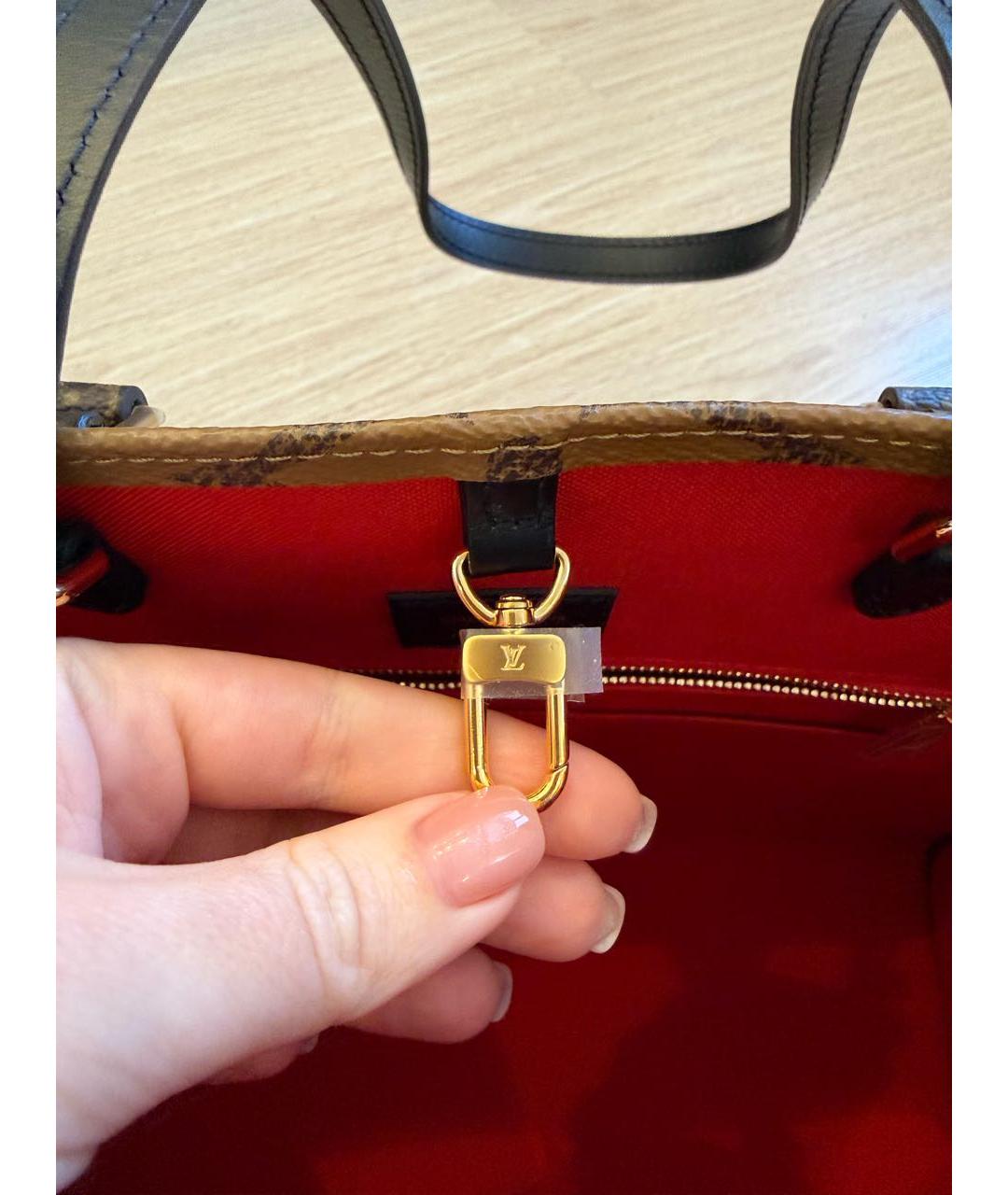 LOUIS VUITTON Коричневая кожаная сумка тоут, фото 4