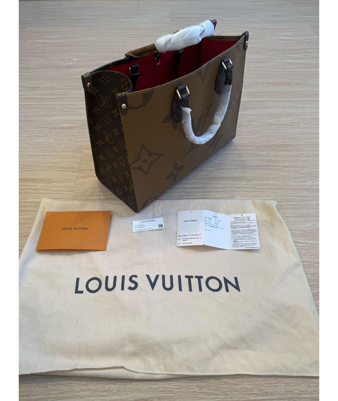 LOUIS VUITTON Коричневая кожаная сумка тоут, фото 2