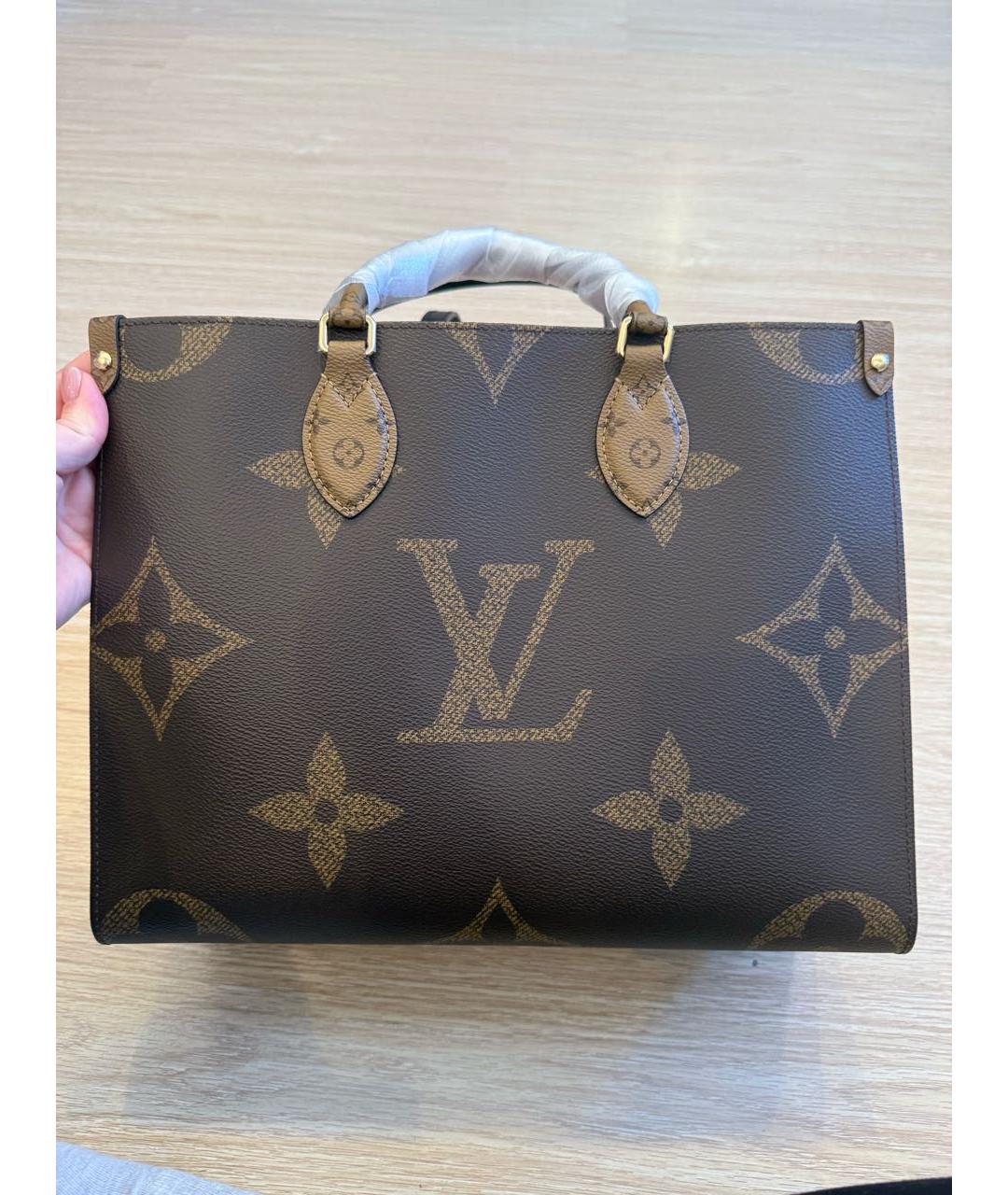 LOUIS VUITTON Коричневая кожаная сумка тоут, фото 3