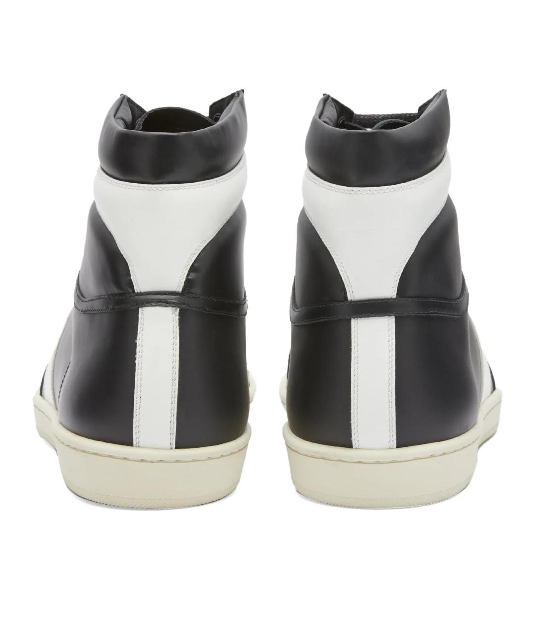 SAINT LAURENT Черные кожаные высокие кроссовки / кеды, фото 4