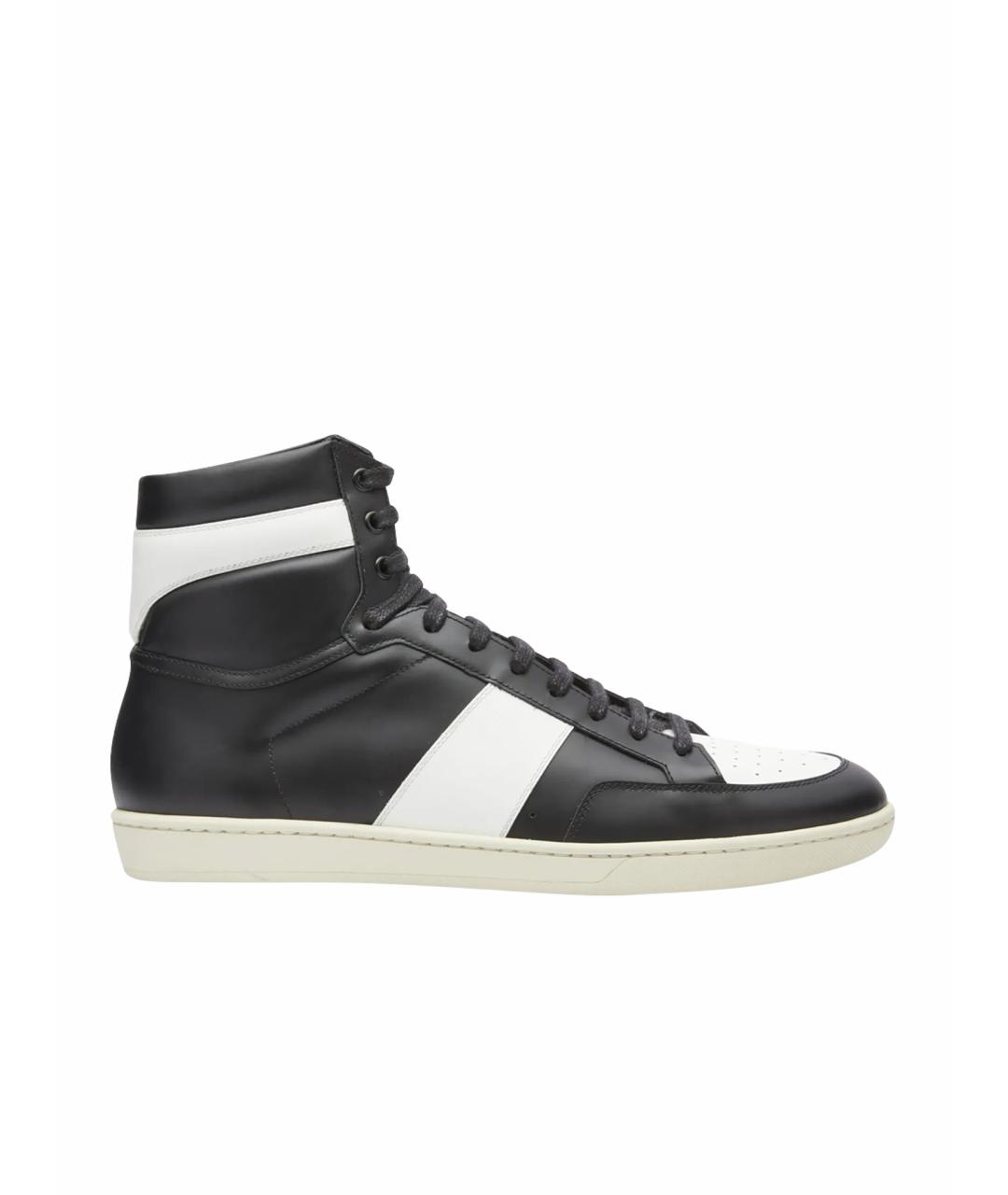 SAINT LAURENT Черные кожаные высокие кроссовки / кеды, фото 1