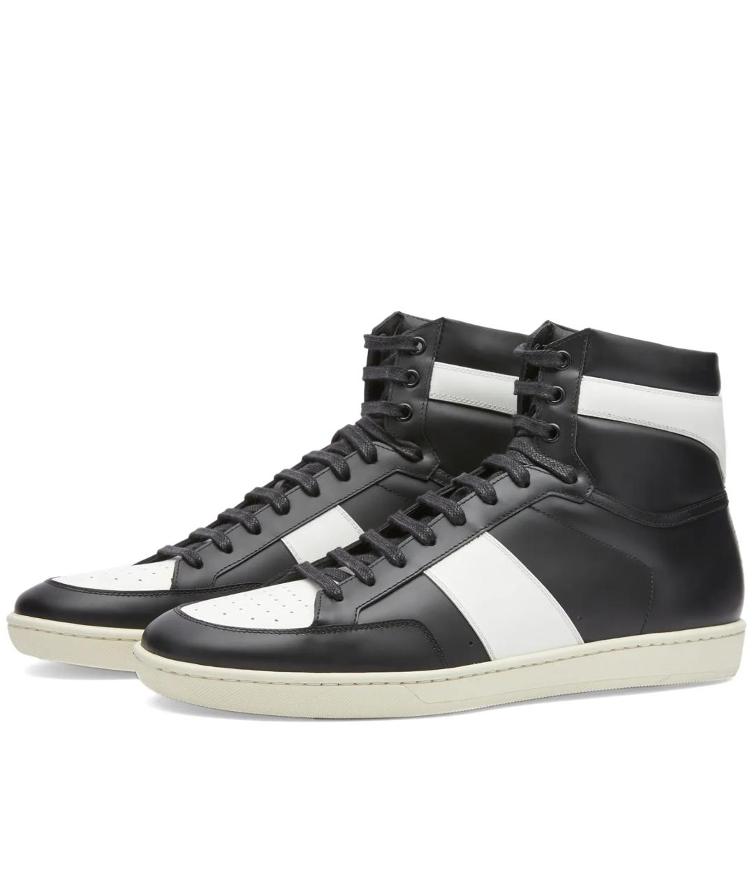 SAINT LAURENT Черные кожаные высокие кроссовки / кеды, фото 2
