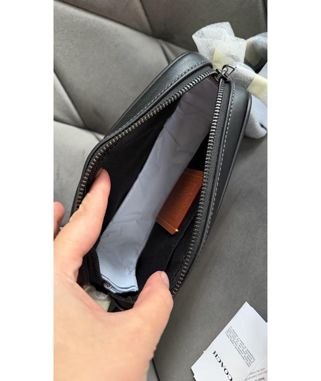 COACH Черная кожаная сумка на плечо, фото 5