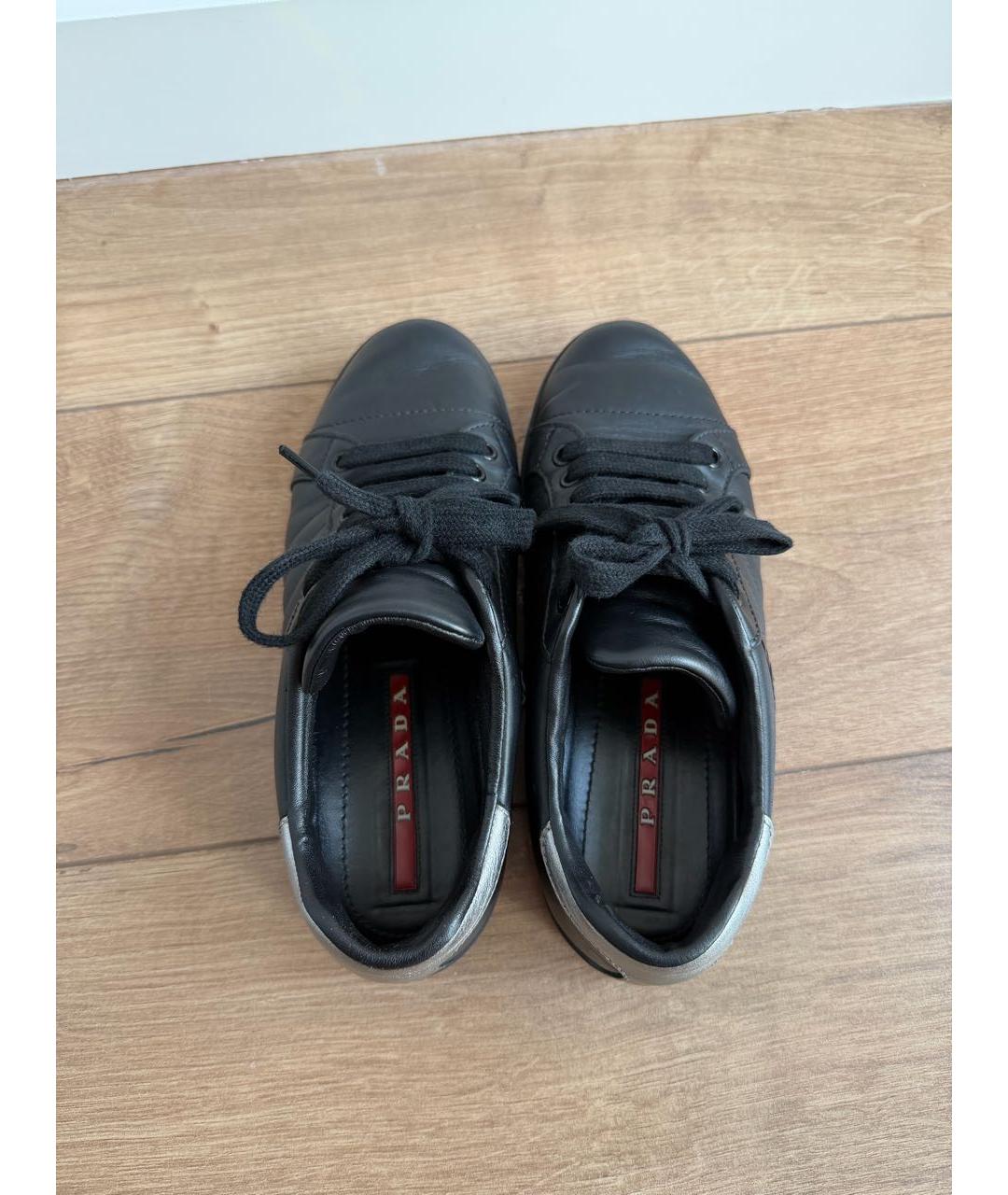 PRADA Черные кожаные кеды, фото 3