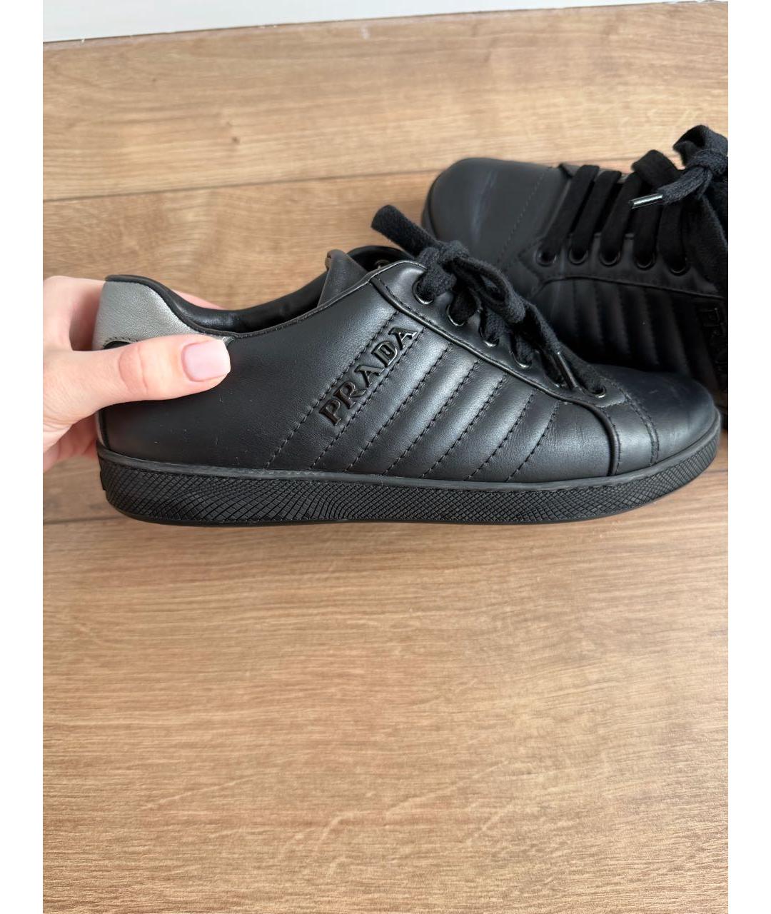 PRADA Черные кожаные кеды, фото 7